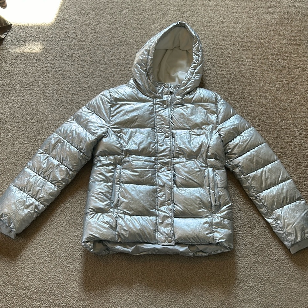 Girls silver puffer winter coat